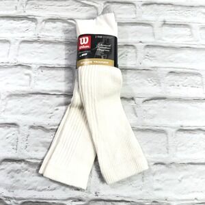 Vtg WILSON Premium White Long Cross Trainer Socks 2 Pairs Men's Sz 10-13 USA NEW